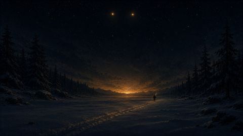 Ski tracks, Norse myths wallpaper